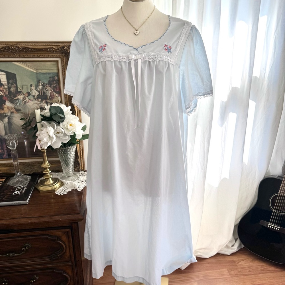 Vintage baby blue cotton nightgown